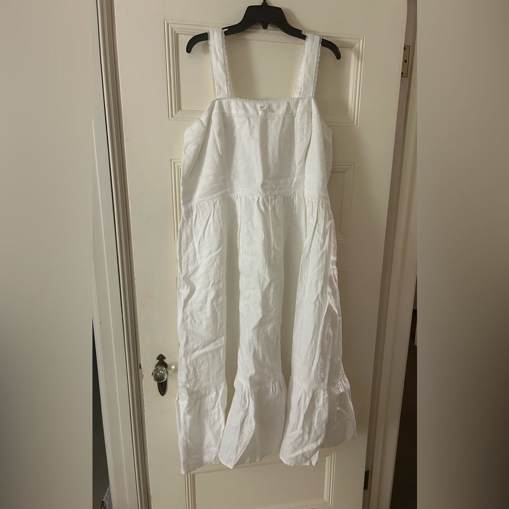 Reformation White Linen Midi Dress